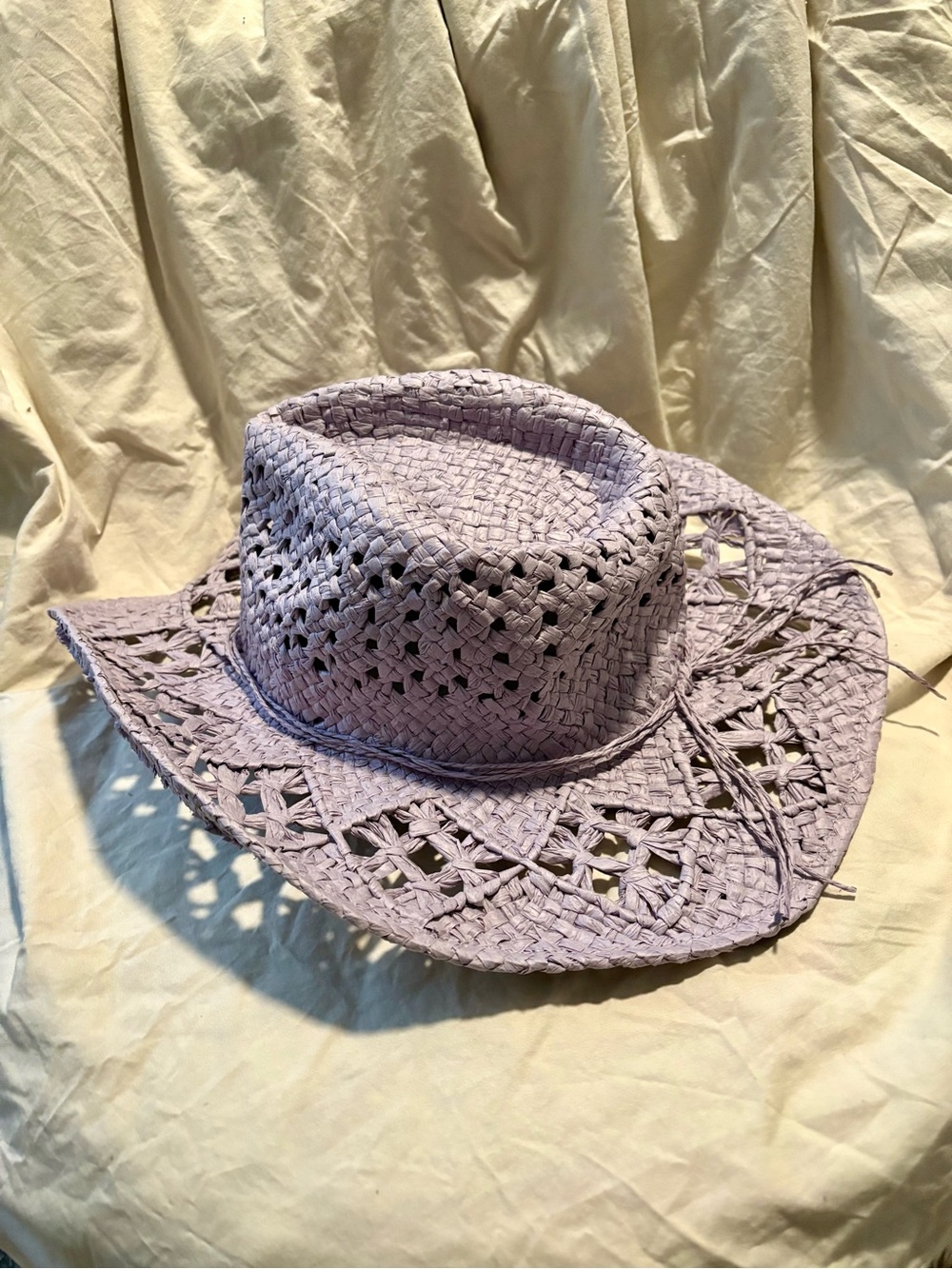 Urban Outfitters Lavender Woven Straw Cowboy Hat Western Festival
